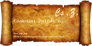 Csaknyai Zoltán névjegykártya